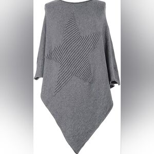 Elan Women's Soft Knit Ribbed Star Poncho OS